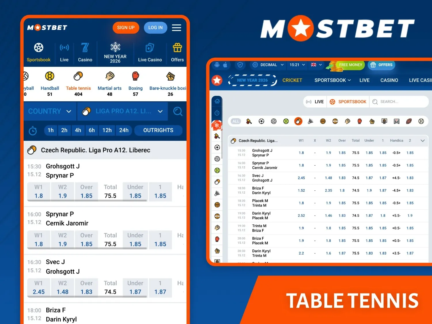 Mostbet Table Tennis